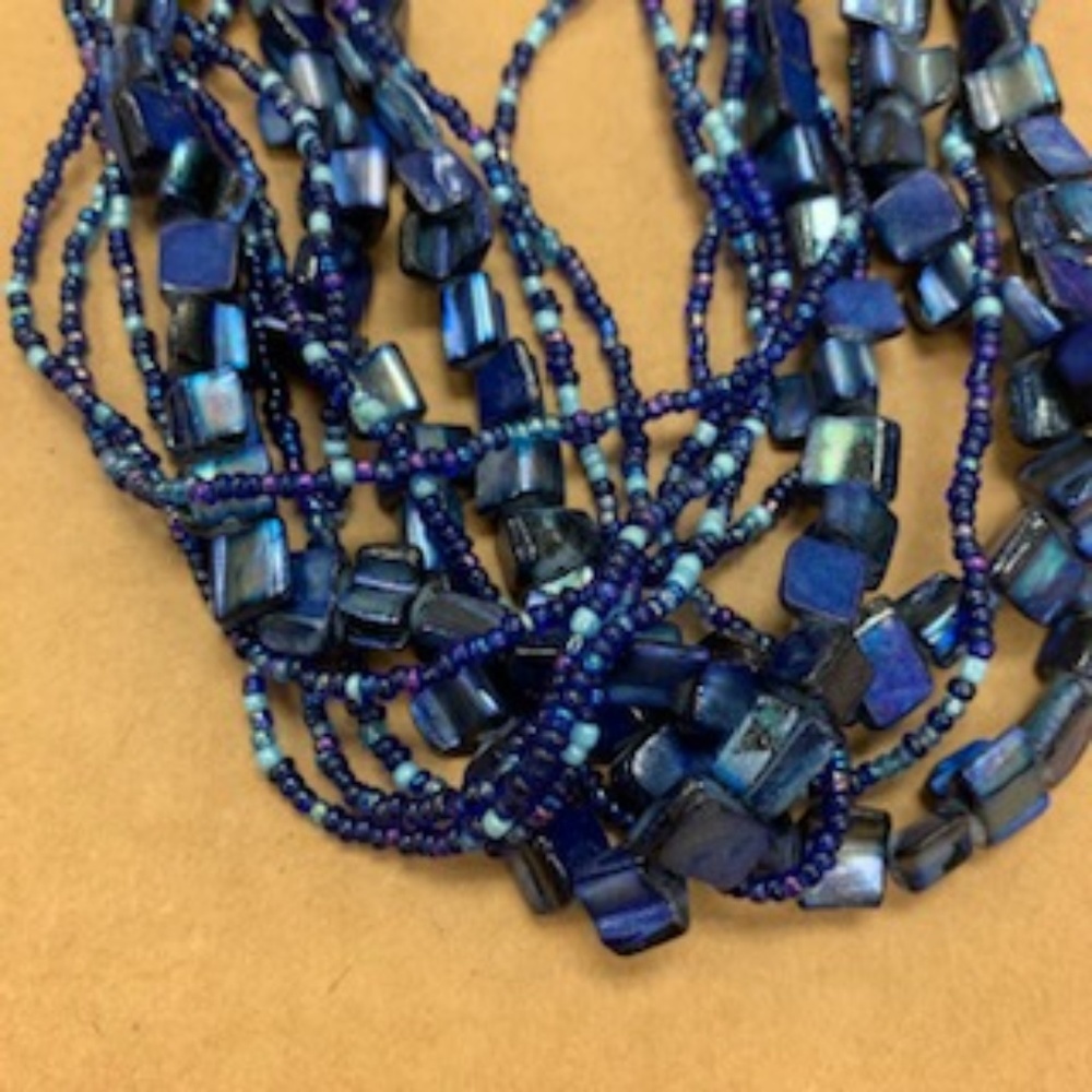 12 Strand Beaded Necklace (Blue)